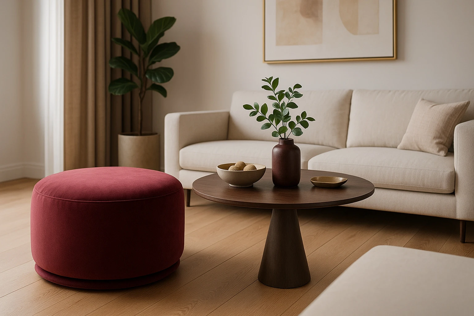 Пуф для гостиной: от декоративных акцентов до скрытых систем хранения