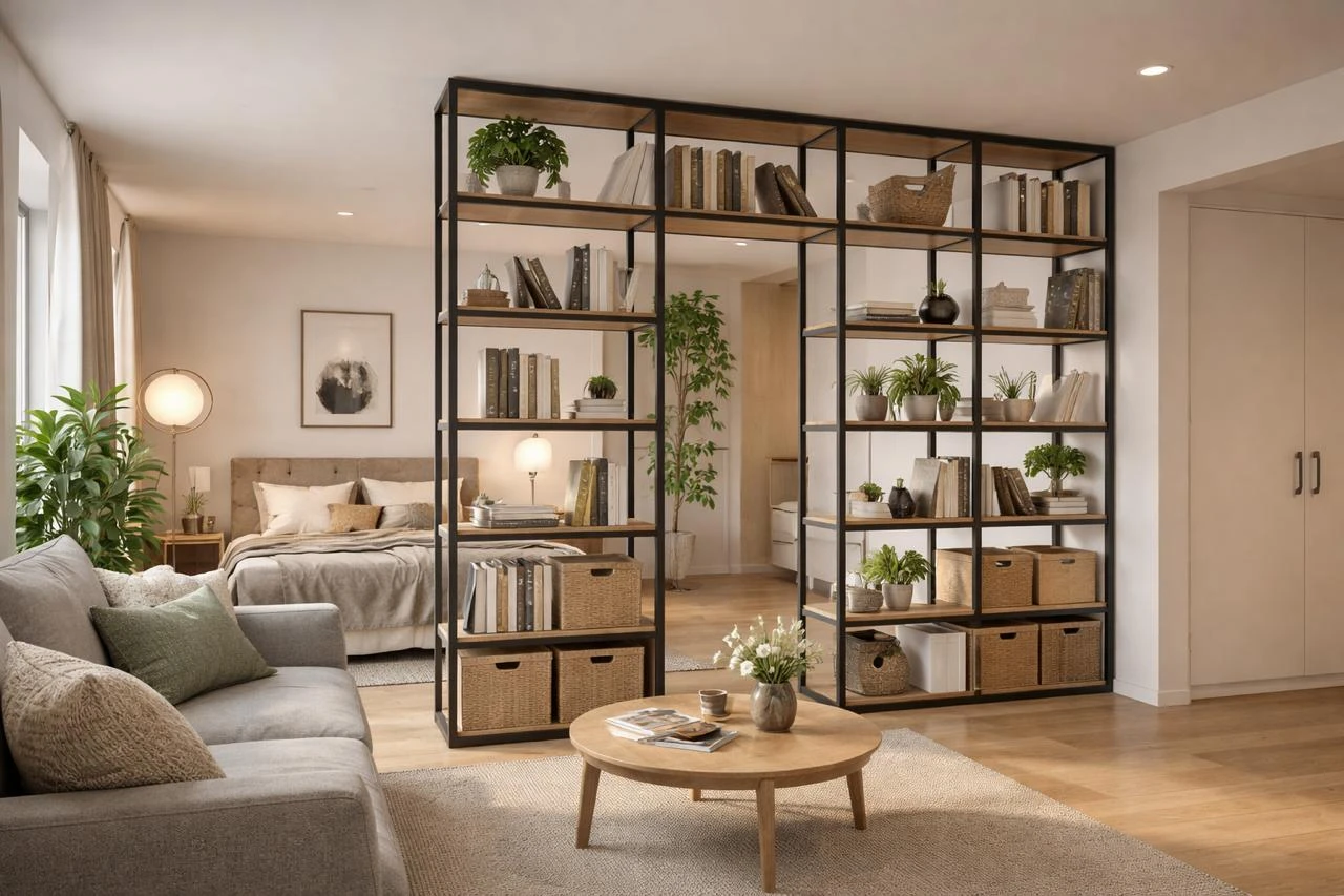Стеллаж для зонирования комнаты: мебель для зонирования пространства в квартире-студии | Neoth