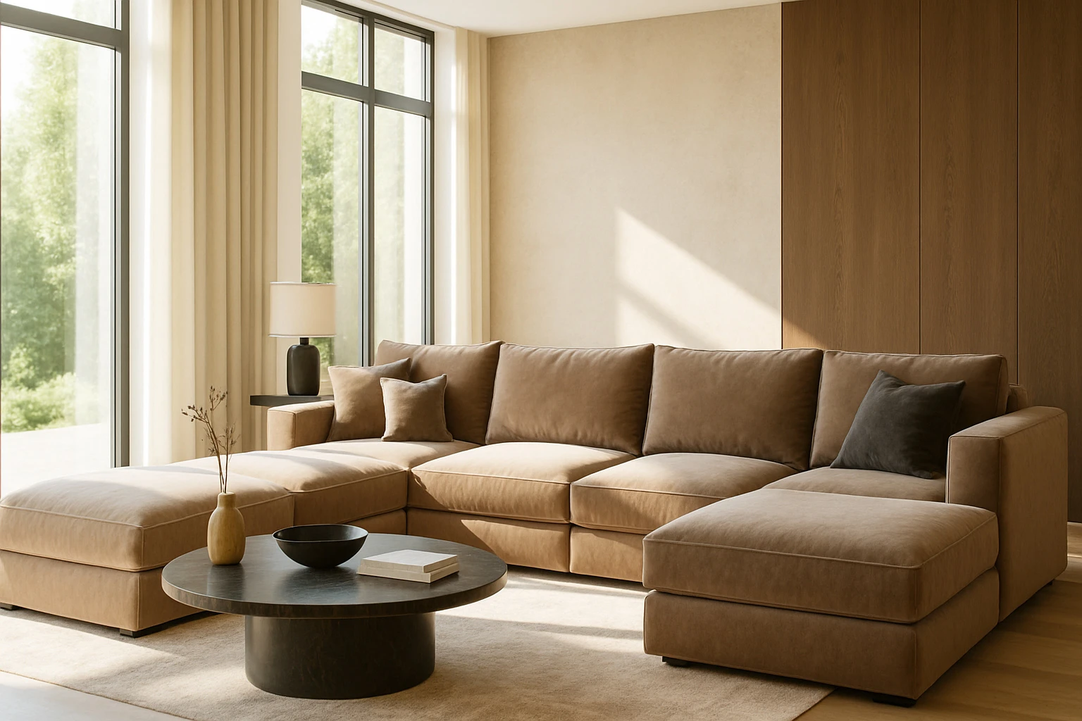 Модульный диван: достоинства и варианты расстановки в просторной гостиной