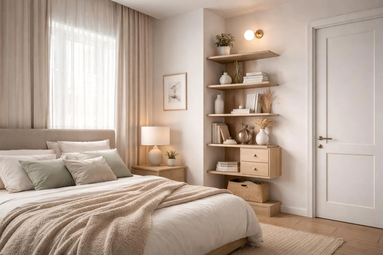 Угловая полка в спальную комнату: угловые полки для хранения | Neoth